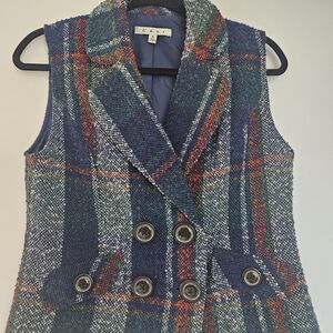 CAbi Women's Multicolor Plaid Double-Breasted Vest